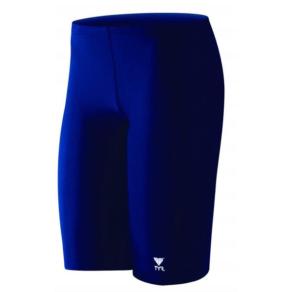 TYR Sport Men's Solid Jammer Swim Suit,Navy,34