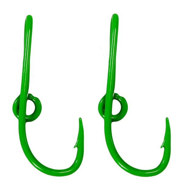 Custom Colored Eagle Claw Lime Green Hat Fish Hooks for Cap (Set of Two Hat Hook pins) Two Lime Green Hat Hook Clip