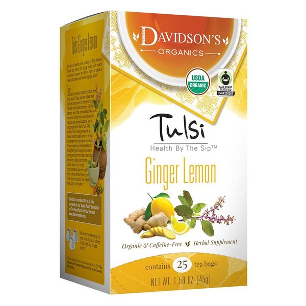 Davidson's Organics, Tulsi Ginger Lemon, 25-count Tea Bags, Pack of 6