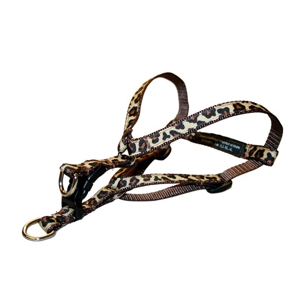 XSmall Natural Leopard Dog Harness: 1/2" Wide, Adjusts 8-16" - Made in USA.