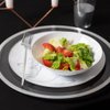 Blue Sky Organic Silver Rim White Bowls 10 Count - 16oz Disposable Elegant Plastic Dinnerware for Parties and Events