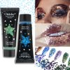 Gl-Turelifes Face Body Glitter Gel Sequins for Eyes, Lips,Hair, Nail, Face and Body - Mermaid Flakes Chunky Glitter Festival Accessory 30ml (#08 Blue)