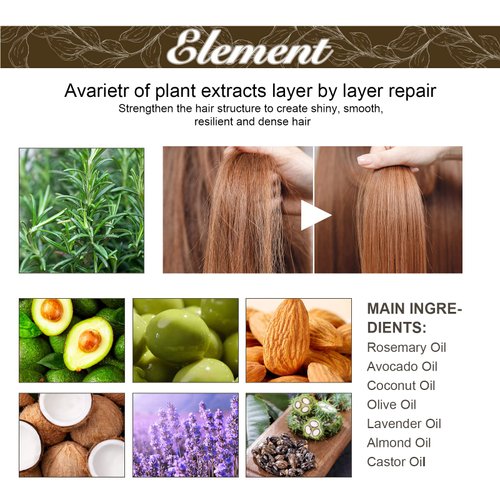 2PC Veganic Natural Hair Growth Oil, veganic hair growth oil Rosemary Oil for Hair Growth Organic,veganic hair oil for dry damaged hair and growth (60ml *2PC)