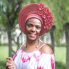 Handmade Nigerian Gele Headties Floral Hats Women Head Wrap Beaded Lace Hand Made African Headtie Hats for Party (US, Alpha, One Size, Rose red)