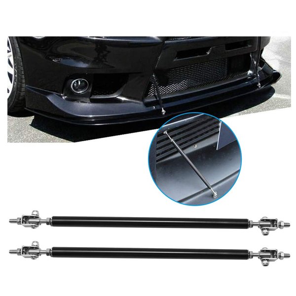 Saihisday Front Bumper Lip Splitter Strut Brace Rod Tie Support Bars Adjustable Universal 200mm Black (Set of 2)