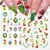 12Sheets Christmas Nail Art Stickers Green Fun Cartoon Santa Claus Designs Nail Decals Xmas Tree 3D Self-Adhesive Winter Holiday Nail Decoration Xmas DIY Manicure Accessories Supplies for Women Kids