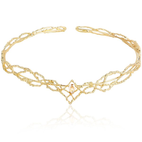 ANBALA Rhinestone Fairy Crown for Women Crystal Elf Crown Gold/Gold Circlet Costume Headwear for Men Renaissance Headpiece for Birthday Party Cosplay Halloween