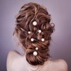 OIIKI 6PCS Pearls Hair Bobby Pins, Pearl Hair Clips, 3 Sizes Pearl Hair Barrettes, Decorative Wedding Bobby Pins, Bridal Pearl Hair Accessories for Women, Girls, Daily Use, Parties -Gold
