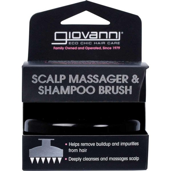 GIOVANNI Scalp Massager & Shampoo Brush - Scalp Brush, Hair Massager, Shampoo Massager Brush Scalp Scrubber, Head Scrubber for Washing Hair, for All Hair Types - Black Handle, Silicone Teeth