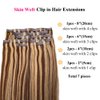 Clip in Hair Extensions-Chocolate Brown to Blonde Highlights Human Hair Extensions Skin Weft Remy Straight Seamless Clip in Real Hair Extensions Seamless Weft Clip in Real Extensions for Women
