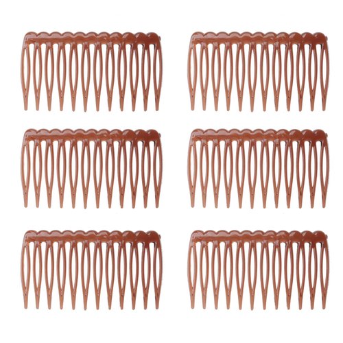 Ruwado 6 Pcs 12 Teeth Hair Side Combs 6.8 x 3.8 cm Tortoise French Twist Hair Barrettes Accessories for Women Girls Fine Thin Thick Long Hair Wedding Bridal Parties (Dark Brown)