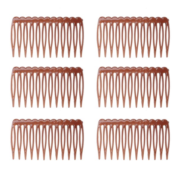 Ruwado 6 Pcs 12 Teeth Hair Side Combs 6.8 x 3.8 cm Tortoise French Twist Hair Barrettes Accessories for Women Girls Fine Thin Thick Long Hair Wedding Bridal Parties (Dark Brown)