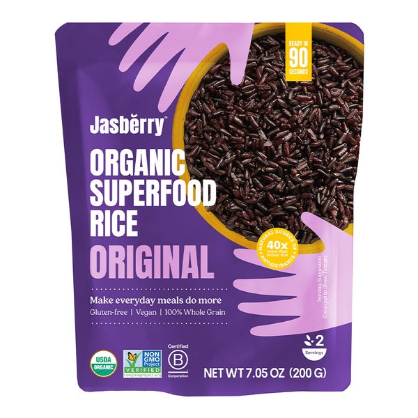 Jasberry Organic Rice - Superfood Rice with High Antioxidants, Ready to Eat or Heat, 100% Jasberry Rice, Non-GMO, Gluten-Free, USDA Certified Organic, Vegan