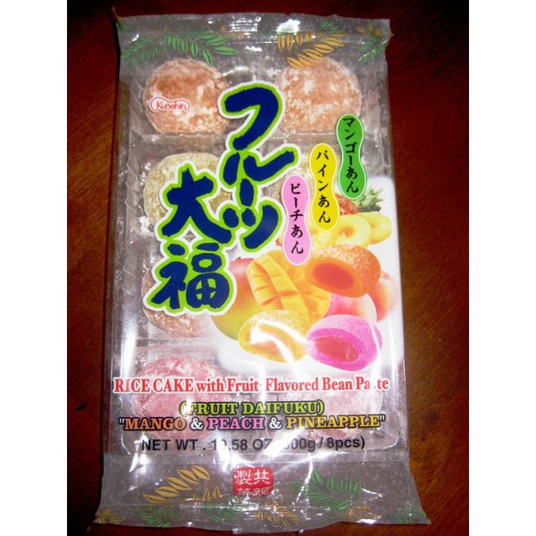 Kyoshin, Japanese Fruits Daifuku Mochi (Rice Cake), 3 Flavors; Mango, Peach & Pineapple, 10.58 oz