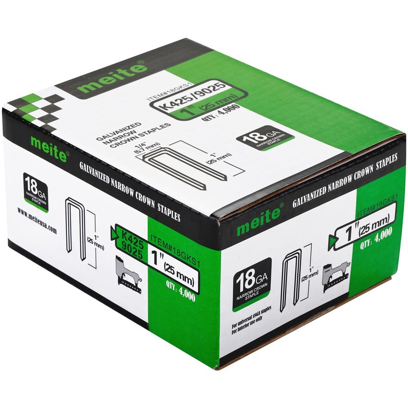 meite 18 Gauge 1/4-Inch Narrow Crown Staples, 1-Inch Length Heavy Duty ...