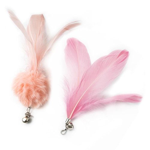 Generic Cat Feather Toy for Cat Pink 2pcs Prue Cat Feather Toy for Cat, Feather Stick with Bell and Feather Accessories, Interactive Cat Toy for Kitten, Catnip Toy for Cats