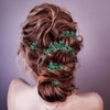 Sparkly Wedding Hair Combs, 5PCS Crystal Flwoer Hair Clips Bride Bridesmaid Hair Sides Comb Rhinestone Barrettes, Crystal Flower Hair Pins Hair Accessories for Women Girls (GreenA)