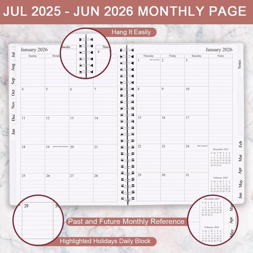 2025-2026 Planner - Weekly and Monthly Planner 2025-2026 from July 2025 to June 2026, Easy to Organize Your Daily Life, 7" x 10", Pink