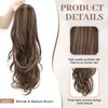 KooKaStyle Ponytail Extensions, 22 inch Long Drawstring Wavy Clip in Ponytail Hair Extensions Blonde & Medium Brown Layered Synthetic Hairpiece for Women