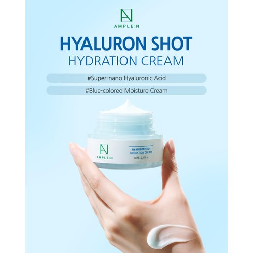 CORÉANA AMPLE:N Hyaluron Shot Hydartion Cream - Hyaluronic Acid Moisturizing Face Moisturizer – 24H Deep Hydration, Non-Sticky Gel Moisturizer for Dry and Oily Skin – Unscented - 2.7oz.