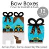 Big Dot of Happiness Smash and Crash - Monster Truck - Square Favor Gift Boxes - Boy Birthday Party Bow Boxes - Set of 12