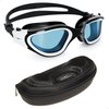 AqtivAqua Swim Goggles Swimming Goggles for Adult Men Women Kids 6-14 Youth Girls Boys Childrens DX-S (Black&White frame, Black case, Shade lens)