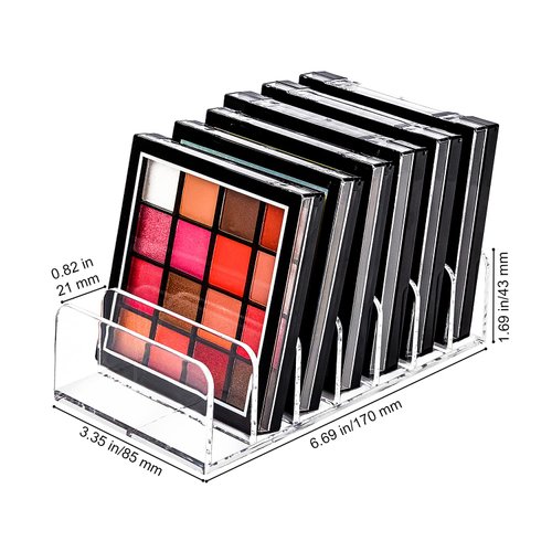 JessLab Eyeshadow Palette Makeup Organizer, Acrylic 7-Section Divided Make up Organizers and storage for Bathroom Vanity Countertop, Transparent, S