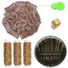 Esffaci 9 Teeth Snap Comb Clip ins for Hair Extensions Metal Wig Clips with Soft Rubber Hair Weave Thread Needle Kit with Threader Thimble,Light Brown