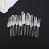 Teyglen Raw Crystal Quartz Hair Comb Clear Crystal Hair Side Comb Mermaid Rhinestone Hair Comb Sun Moon Goddess Headpiece Decorative Hair Accessories for Women Girls (Transparent)