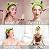 SuPoo Green Frog Face Wash Headband Funny Skincare Spa Head Bands Cute Puffy Makeup Headbands for Women Stretchy Frog Eyes Hair Wrap Hair Band for Washing Face Shower Hair Accessories