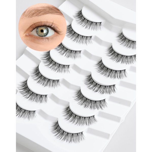 Lash natural wispy eyelashes, Frihappy false eyelashes, Wispy Strips, Faux Mink Lashes, black band lashes, 7 pairs, Frihappy 2024 lashes #Starr