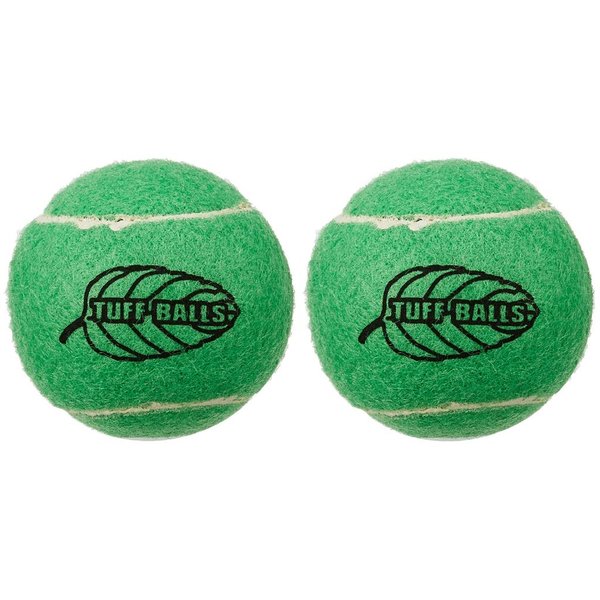 PetSport Mint Tuff Ball Dog Toys | 2 Pack Medium (2.5") Pet Safe Felt & Durable Rubber Tennis Balls | Play Fetch, Chuck or Toss at Dog Park | Natural Spearmint Flavor & Scent