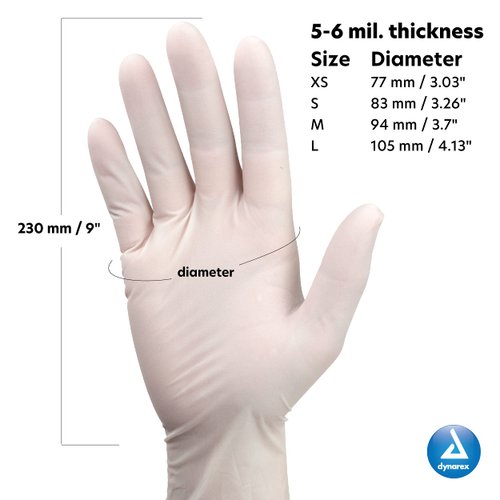 Dynarex Safe-Touch Latex Gloves, Powder-Free, Small, Box/Bisque 100 Count