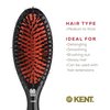 Kent CSMM Classic Shine Medium Oval Cushion Straightening Brush - Natural Black Boar Bristle Hair Brush with Nylon Quills - Shine Hair Brush and Scalp Scrubber for Shoulder to Mid Length Hair