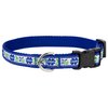 Country Brook Petz - Deluxe Wonderful Blue Flowers Ribbon Dog Collar (5/8 Inch, Medium)