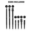 NEIKO 00254A Impact Socket Adapter and Magnetic Bit Holder, 7-Piece Set, 1/4" Hex Shank with 1/4, 3/8, 1/2-Inch Drive, Socket Adapter Extension Set 6" Long, Cr-V Steel, Power Drills & Impact Drivers