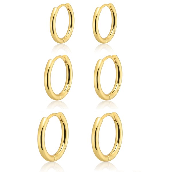 Gokeey Small Gold Huggie Hoop Earrings for Women 14K Real Gold Lightweight Hoop Earrings Set for Women Hypoallergenic Earrings