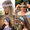 HAIMEIKANG Hippie Hair Bandanas Headbands for Women Boho Headband Knit Hair Bands Floral Head Wrap for Girls(red+green+pueple)