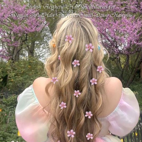 NAISKA 12 Pcs Flower Hair Claw Clips Mini Cute Hair Pins Sweet Crystal Hair Clips Decorative Non-slip Hair Clips Hair Accessories for Women Girls (Purple)