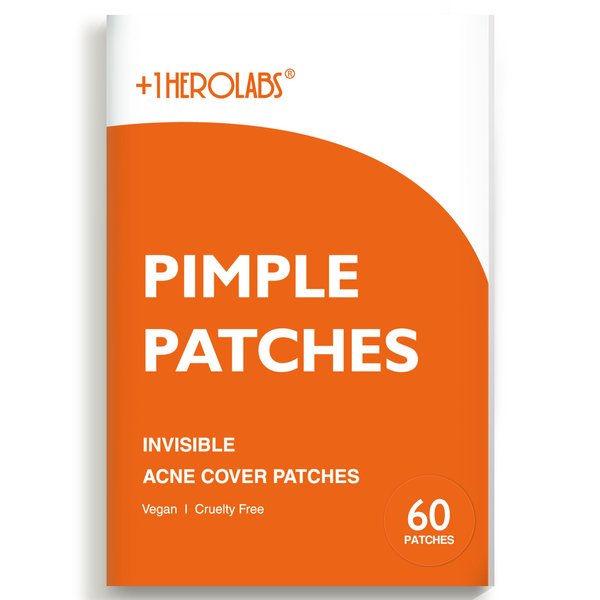+1HEROLABS Acne Pimple Patches, Hydrocolloid Acne Patches for Covering Zits, Blemishes, Spot Stickers for Face with Tea Tree Oil (Flower Shape - 60 Pack)