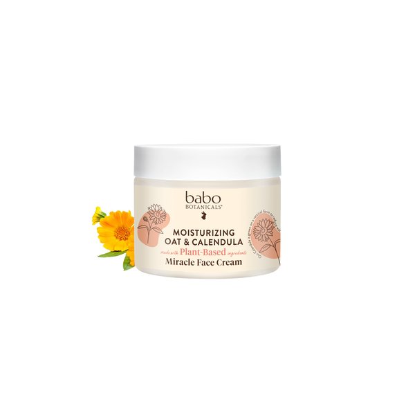 Babo Botanicals Moisturizing Oat & Calendula Miracle Face Cream - Shea Butter - For Dry or Sensitive Skin - For all ages - Vegan