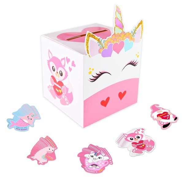 MyersCostume Valentine Boxes ,Valentines Day Cards, Exchange Prizes Party Favors,Including 1 Mailbox and 33 Valentine Cards (Type-2)