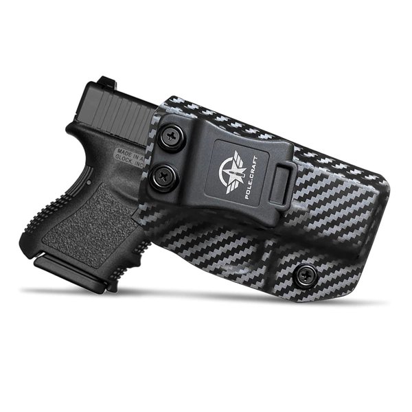 G26 Holster, Carbon Fiber Kydex IWB Holster for Glock 26 / Glock 27 / Glock 33 Pistol Case, Inside Waistband Holster Glock 26 Glock 27 IWB Kydex Holster (Black, Right Hand)