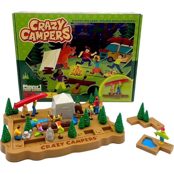 Crazy Campers Logic Puzzle Game – 36 Single-Player Challenges, Kids & Adults, Difficulty Easy to Expert, Travel-Friendly, Brain-Building Fun, Ages 8+