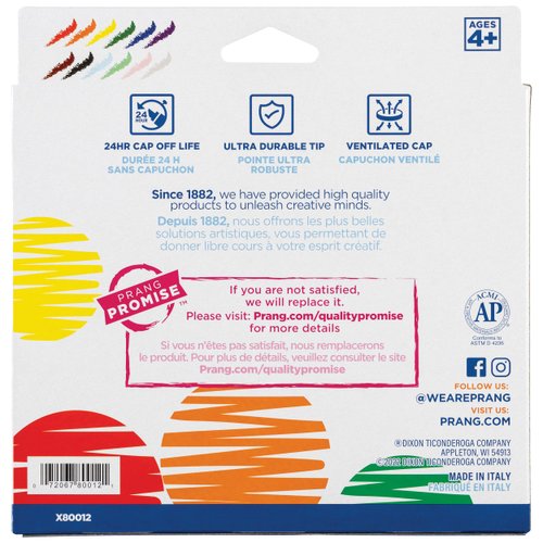 Prang Classic Art Markers, Bullet Tip, Assorted Colors, 12 Count