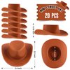 20Pcs Plastic Mini Western Cowboy Hat, Cute Miniature Doll Hats, Brown Party Dress Hat for Pretend Play Dollhouse Decoration