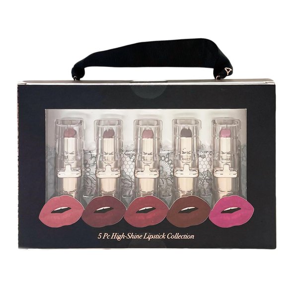 Paris Hilton High-Shine Lipstick Collection - Lipstick Set with Pink and Red Lipstick - All-Day Wear, Lightweight Formula Lipstick for Women - 5 pcs