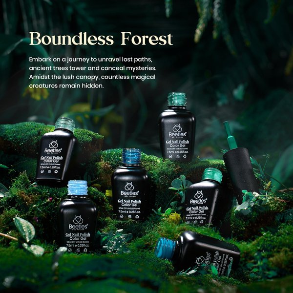Beetles Green Gel Nail Polish Set 6 Colors Forest Dark Green Gel Nail Polish Soak Off Uv LED Nail Lamp Gel Nail Kit Home DIY Manicure Nail Salon
