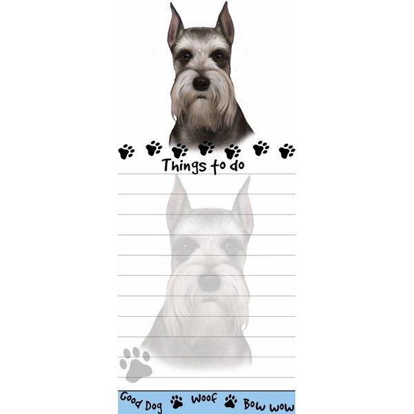 "Schnauzer Magnetic List Pads" Uniquely Shaped Sticky Notepad Measures 8.5 by 3.5 Inches