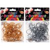 DIY Loom Rubber Bands - 100 Count Silver + 100 Count Gold Refill bands with Clips and Loom tool
